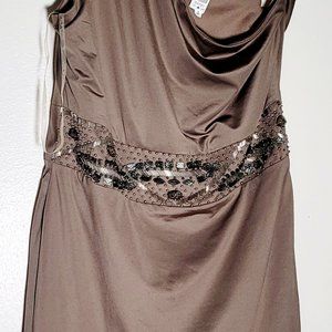 BEAUTIFUL SEQUINED BROWN WOMEN SIZE M DRESS BY NIKIBIKI